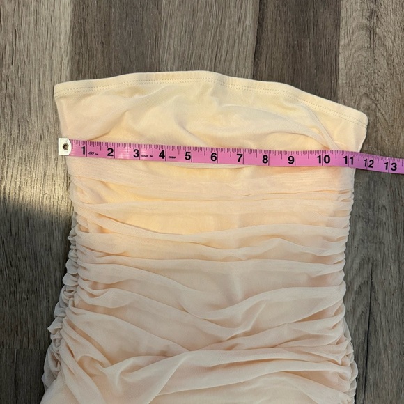 Yellow Strapless Ruched Asymmetrical Chiffon Dress Fairycore Y2K Costume XS - Picture 3 of 4